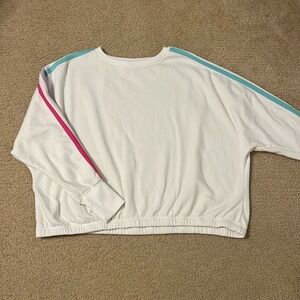 Crown and Ivy Cabana Striped White Sweatshirt